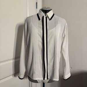 Vintage White and Black Button-Up Shirt